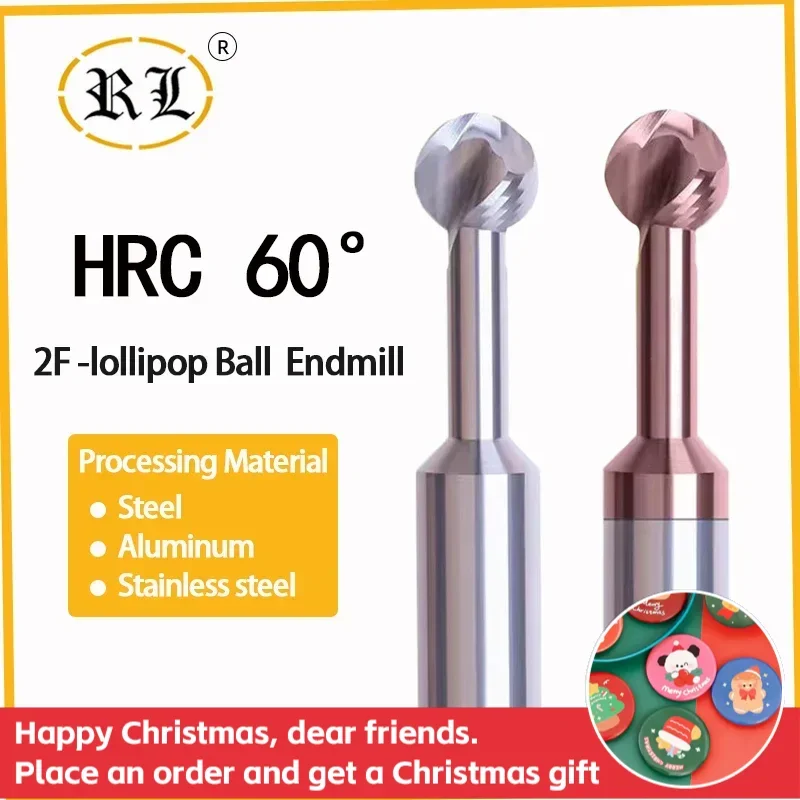 RL HRC60 Ball T Shape Cutter Tungsten Steel Lollipop Milling Cutter R0.5-R10 Solid Carbide CNC Milling Cutter Arc Groove 3D