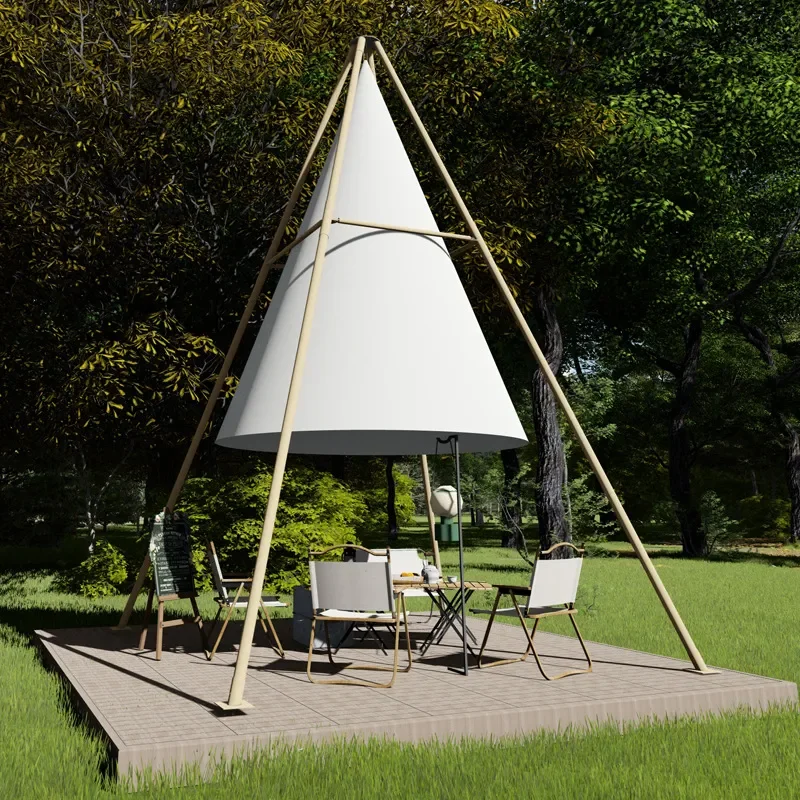 Outdoor Camping Lantern Tent Waterproof Cone Pyramid Canopy for Park Restaurant Steel Structure Shelter