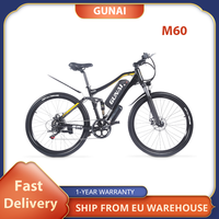 GUNAI M60  Electric Bike 500W Moter 48V 15Ah 27*1.95''  Off-Road Electric Bicycle 35km/h Max Speed 35-45km Range 120kg Max Load