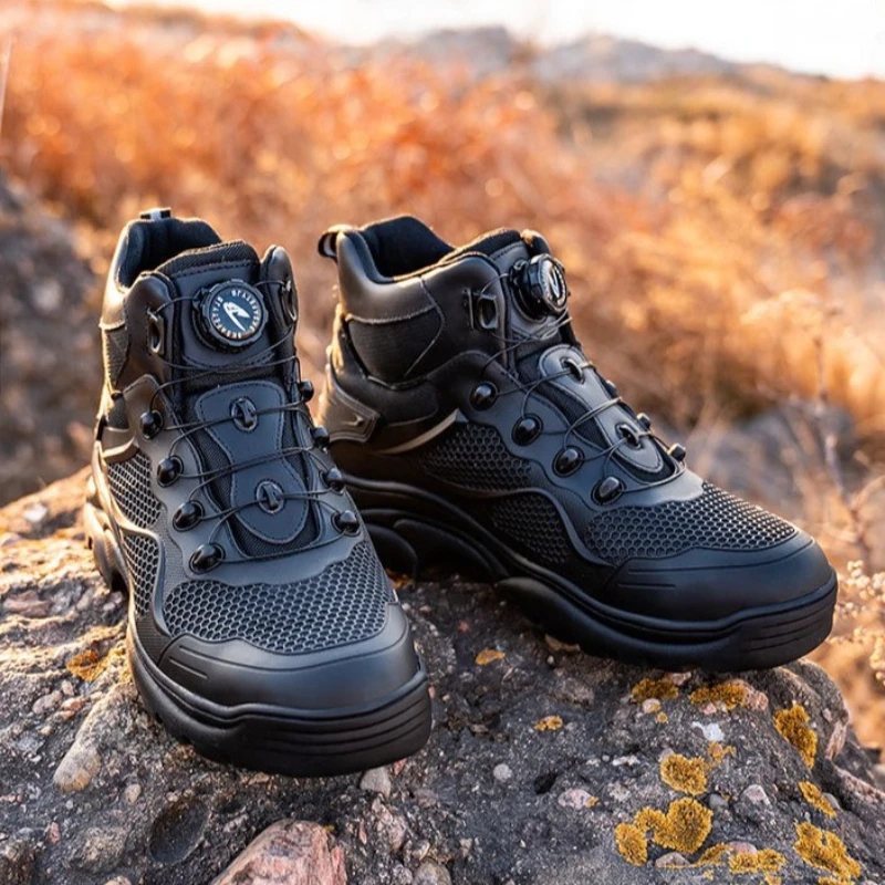 

Rotary Buckle Work Boots Safety Steel Toe Shoes Men Breathable Safety Boots Indestructible Shoes Puncture-Proof Work Shoes Men