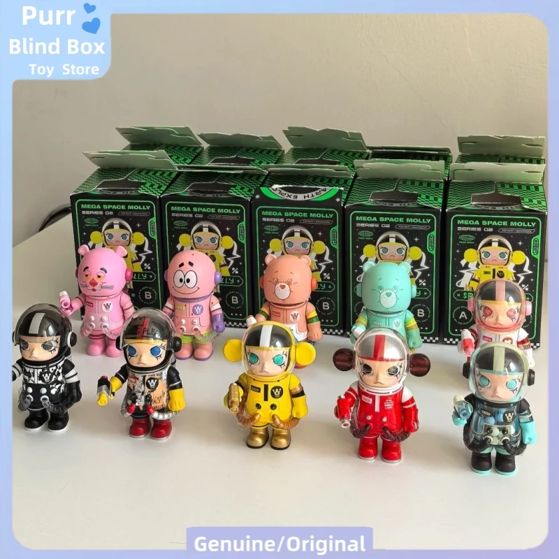 حقيقي POPMART ميجا سبيس مولي 100% V2 سلسلة 02-B صندوق أعمى لطيف عمل الشكل لعبة صندوق غامض سطح المكتب ديكور حلية الهدايا