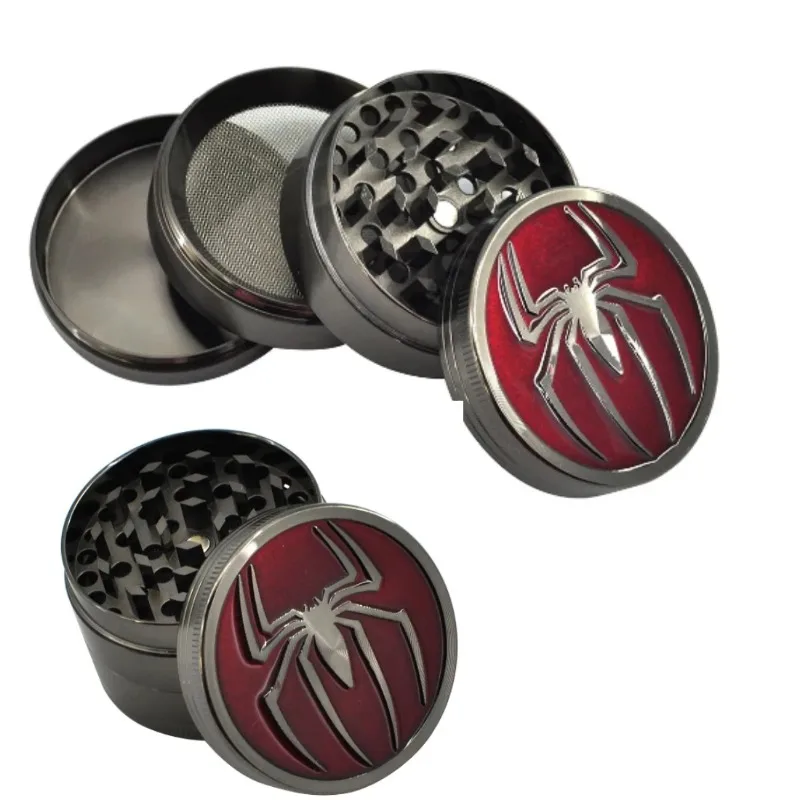 Spider 4-layer 52MM Metal Herb Grinder Manual Hand Spice Pepper Tobacco Mill Cutter Accessories Gift for Men Golden Black