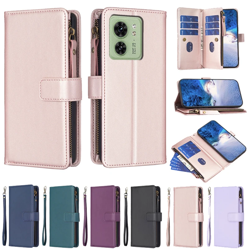 

Wallet Magnetic Zipper Leather Cover For Moto G73 5G Moto G53 Moto G23 Moto G13 Moto E13 With Card Slot Cover