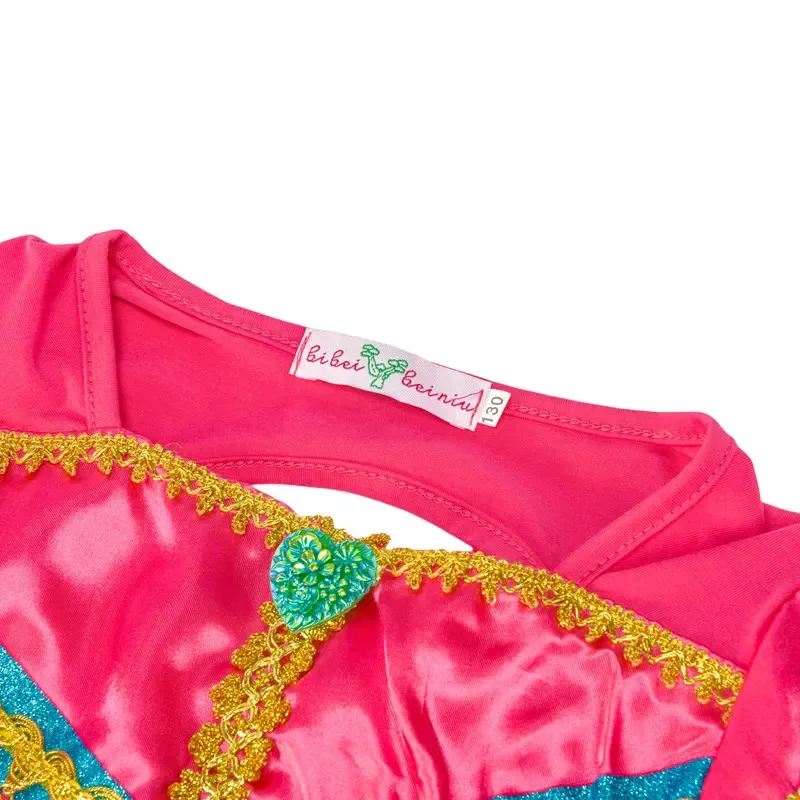 نمط جديد الياسمين الأميرة فستان أحمر وردي لفتاة تأثيري الياسمين الأميرة الصيف فستان مُزين بطباعة عادية + كيب قطعتين البدلة