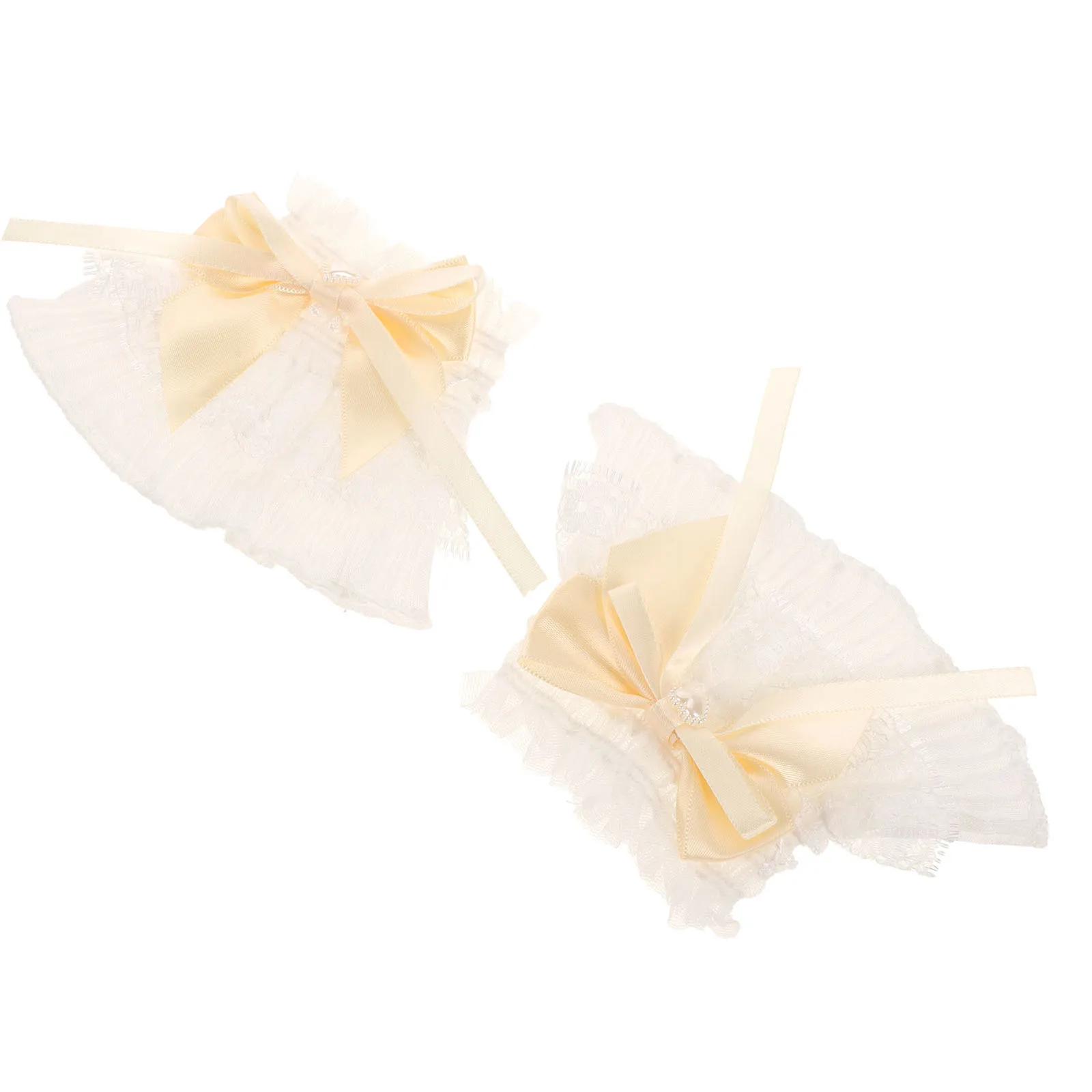 1 زوج الدانتيل الأصفاد اليد النساء معقدة الأزهار تصميم انفصال نفخة الأكمام المرفقة الأكمام لفستان نفخة الأكمام