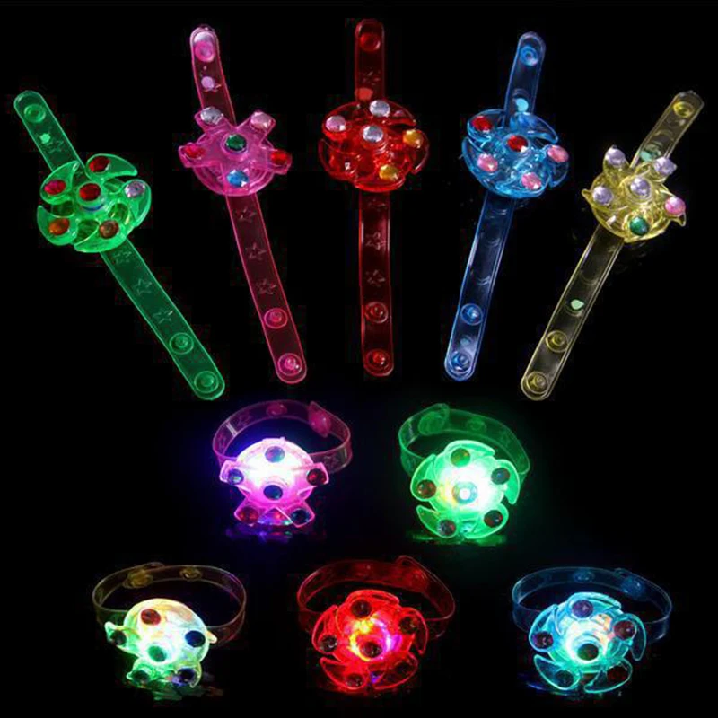 1PC Party Supplies Kid's Glow Watch LED Light Up  Spinner Toys Rotary Gyro Watch Glow In The Dark Party Favors Gifts