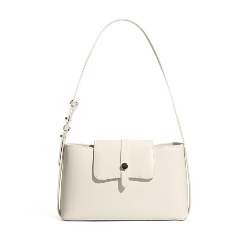 Minimalist Everyday Shoulder Bag for Women Smooth Genuine Leather Adjustable Convertible Crossbody Strap Luxury Handbag
