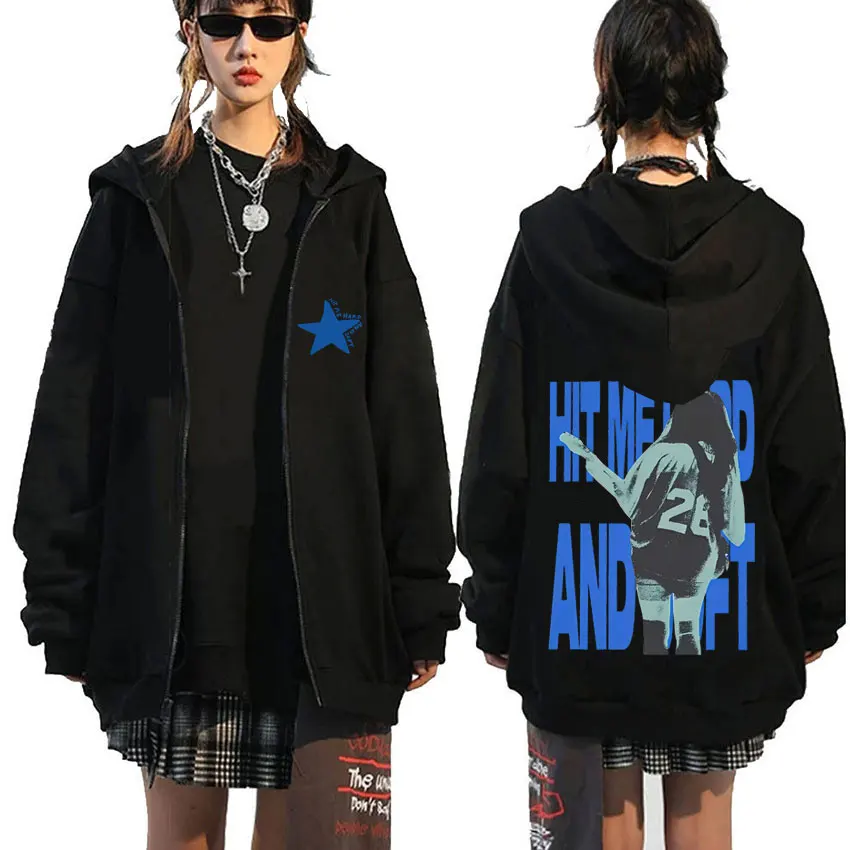 

Hit Me Hard and Soft Zipper Hoodie Fans Gift Men Women Clothing Fashion Pop Music Zip Up Jacket Unisex Fleece Zip Up Sweatshirt