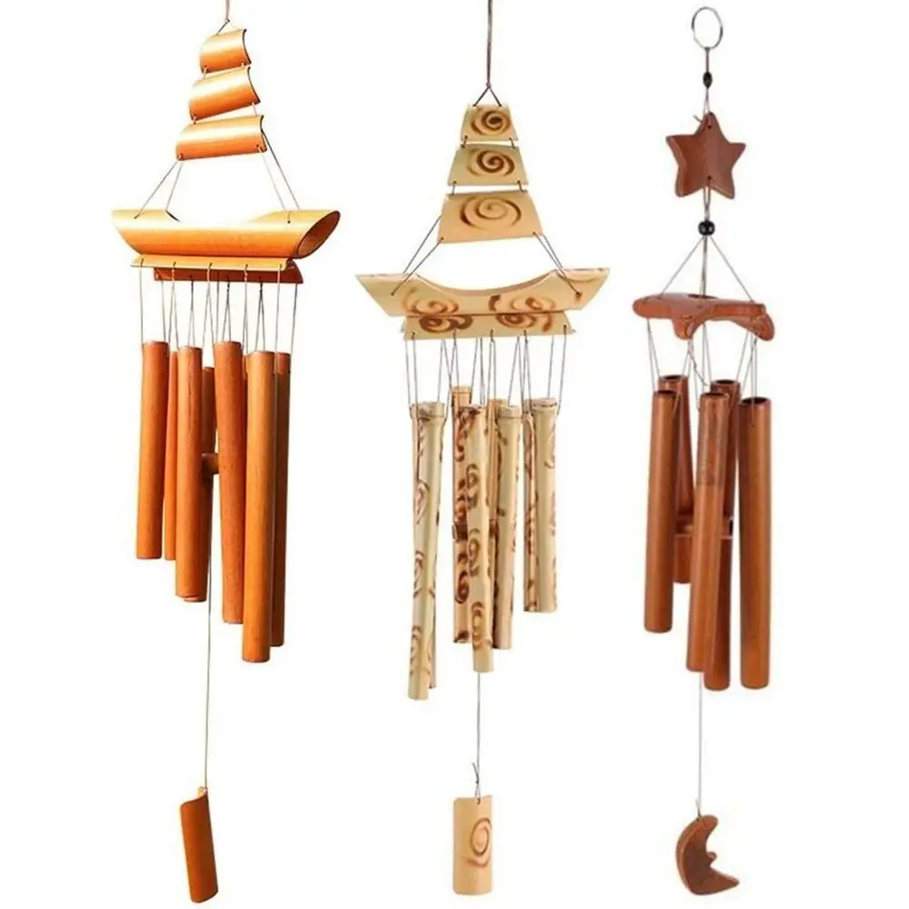 Bamboo Bamboo Wind Chimes New Handmade Pendant Bell Wind Chime Retro Crafts Gift Wall Hanging Windchimes Indoor Outdoor