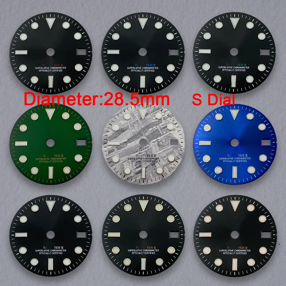 Nh34 Zifferblatt 28,5 mm S Logo Zifferblatt GMT Meteorit Zifferblatt für NH34 Uhrwerk Eisblau leuchtende Uhr Modifikation Zubehör