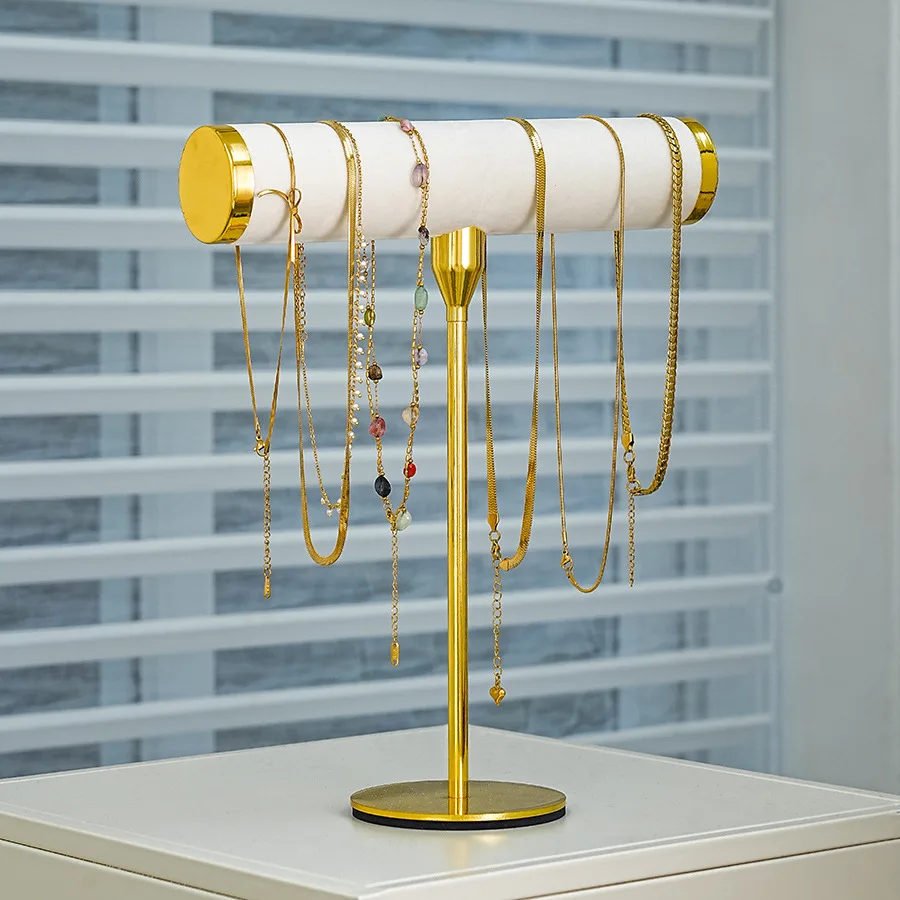 

Wholesale of New Beige Suede Metal Jewelry Display Racks for Necklaces Bracelets