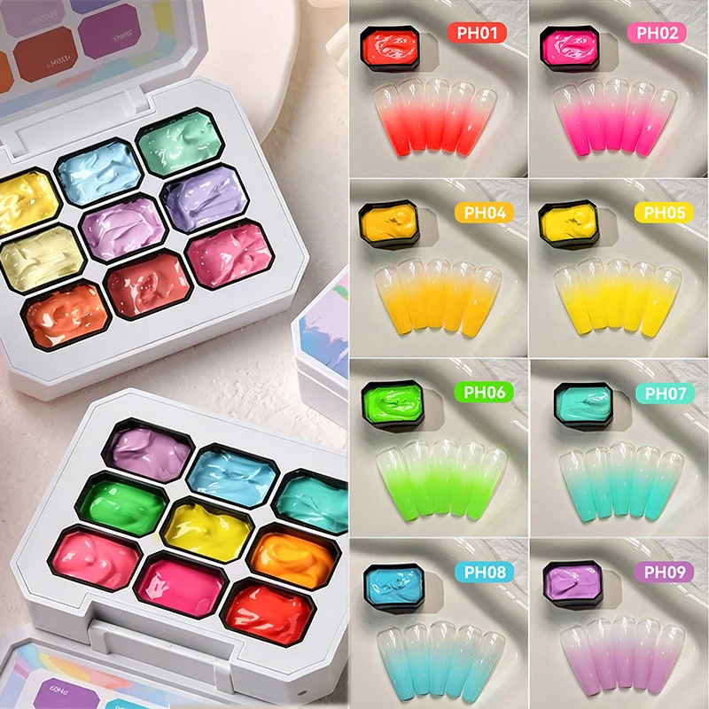 UR SUGAR Gel de Uñas Degradado de 9 Colores para Diseño Francés DIY, Gel de Estampado de Verano, Esmalte de Uñas para Manicura