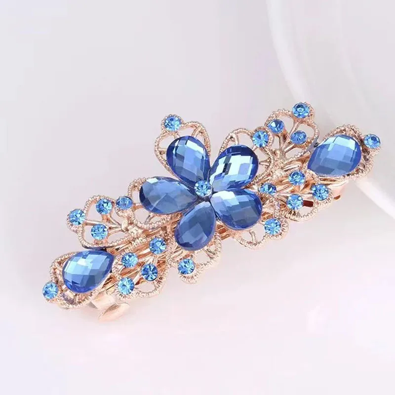 Crystal Floral Hairpin Girl Ladies Hairwear Jewelry For Women Rhinestone Alloy Hair Clip Party Barrettes Leaf SD001