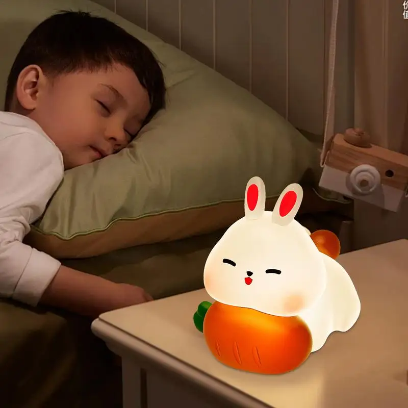 Rabbit Night Light Multi-Color Lamp 3 Level Dimmable Touch-Sensitive Rechargeable Night Light For Kids Soothing Bedtime Ambience