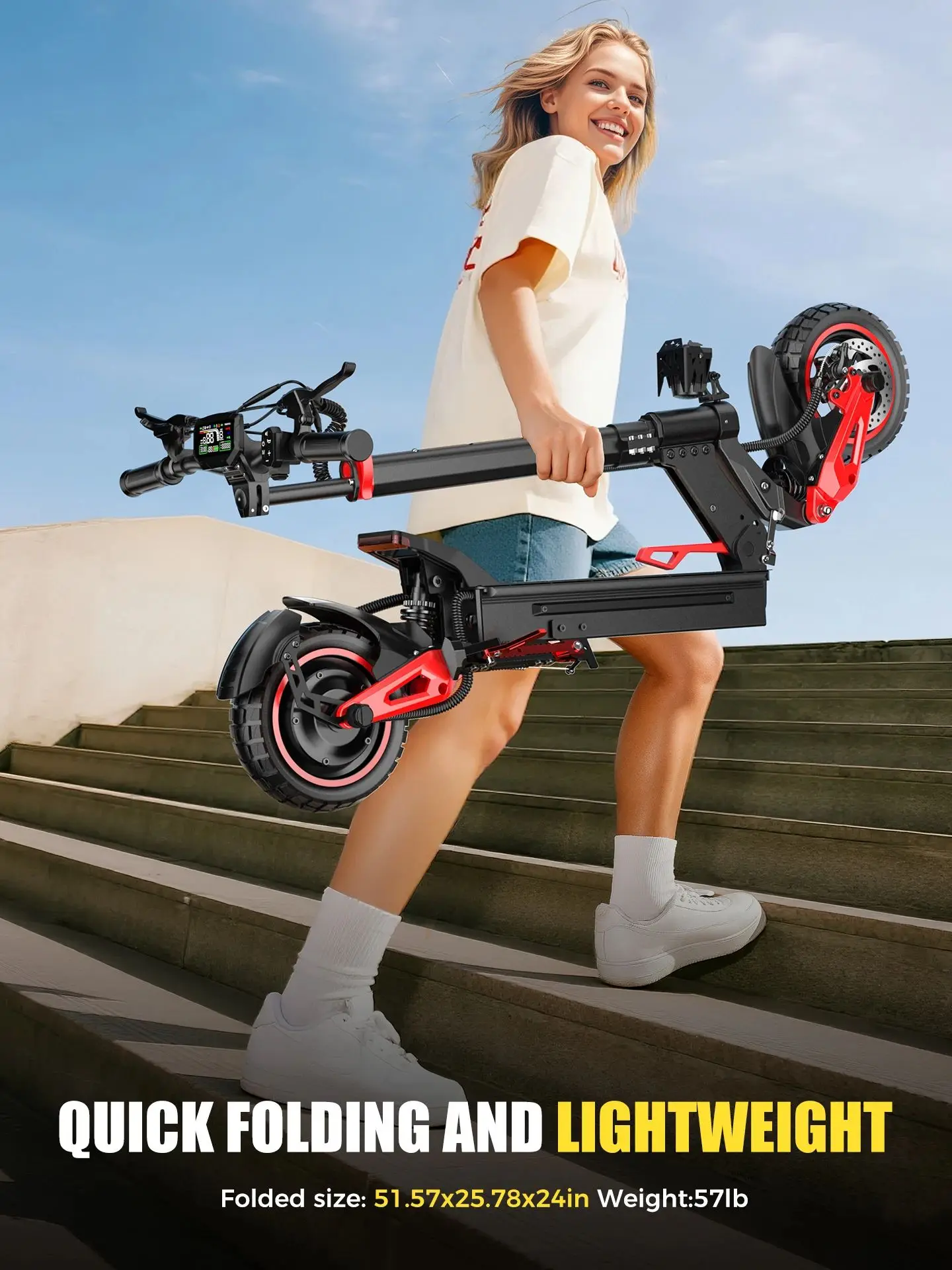 FREEBOY J15MAX Elektroroller für Erwachsene 48V18Ah E-Scooter 10-Zoll Offroad-Reifen Faltbarer Allterrain-E-Scooter