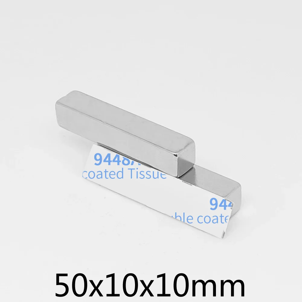 1/2/5/10PCS 50x10x10mm Block Strong Powerful Magnets Two Side With 3M Tape 50*10*10 Quadrate Permanent Neodymium Magnet 50x10x10