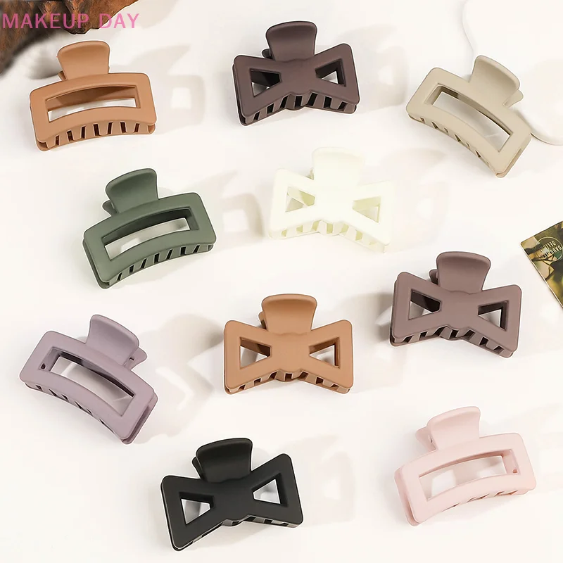 Geometric Macaron Cor Pequenas Garras de Cabelo para Mulheres, Acrílico Hair Clip, presilhas, Ponytail Clip, Frosted Hair Accessories