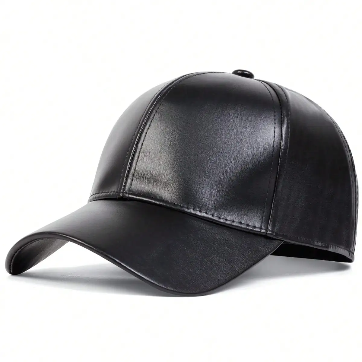 Unisex-Baseballmütze aus PU-Leder mit hellem Panel und einfarbigem Design, verstellbar für Frühling und Herbst, lässiger Sonnenschutzhut für den Außenbereich – Detail 13