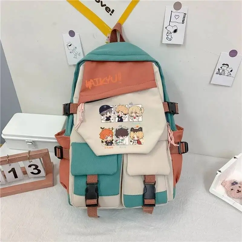 

Anime Game Black Blue Green Red Haikyuu Student Teens School Bags Backpacks