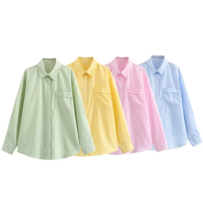 Csa a rayas de manga larga hoada para mujer, estilo versátil, efecto adeazante, disponible en cuatro opciones de color...