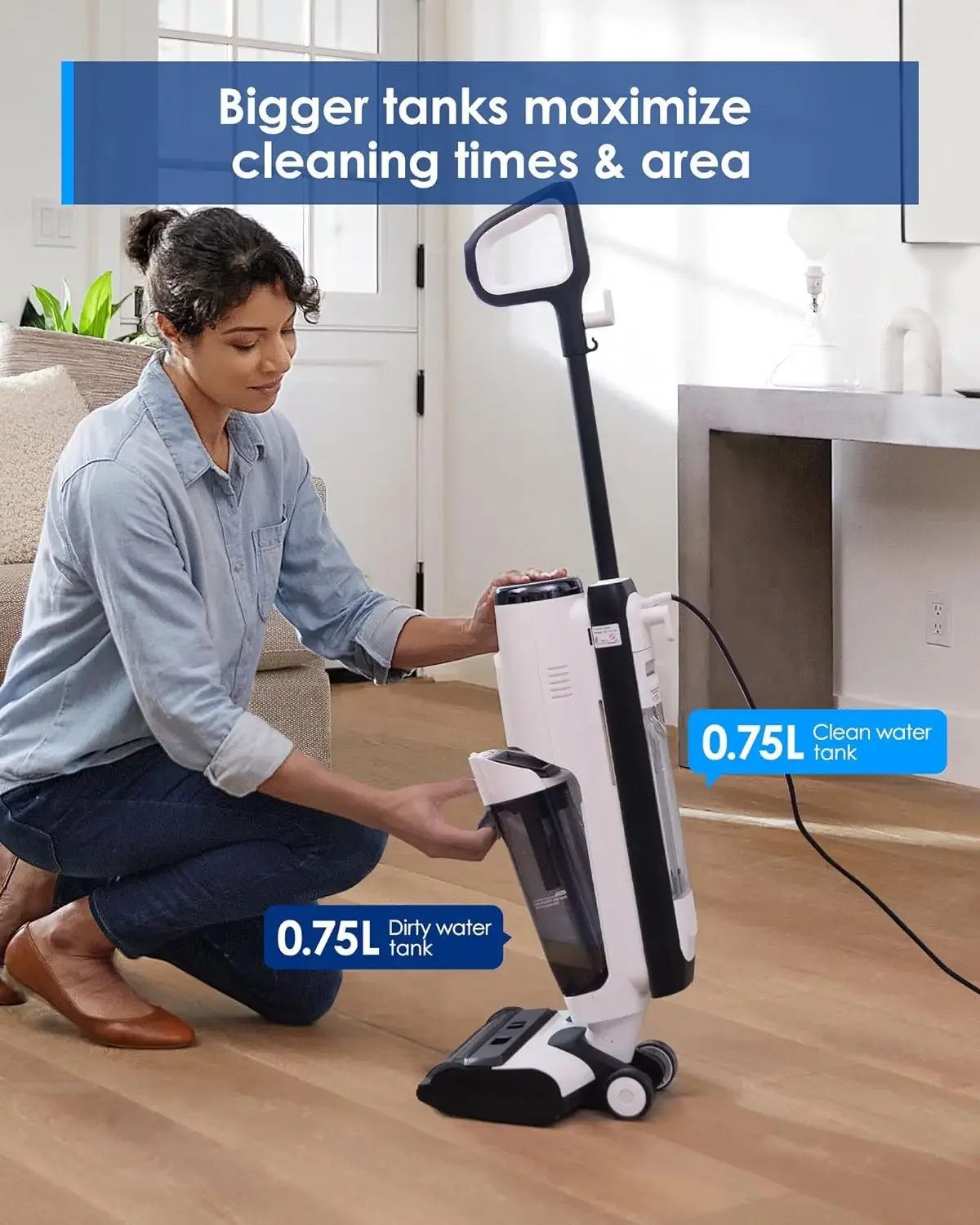 FLOOR ONE S5 Steam Cleaner Wet Dry Vacuum All-in-one, Hardwood Floor Cleaner Great for Sticky Messes, Smart Steam Mop for Hard F