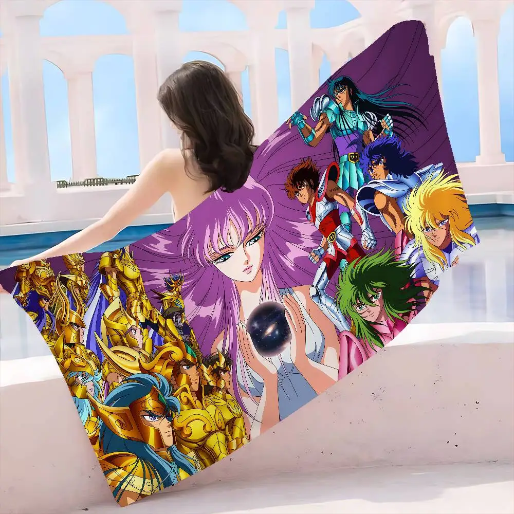 Japanese Hot Anime S-Saint Seiya Bath Microfiber Soft Water Absorbing Breathable For Girl Kids Decorative Cartoon Beach Towel