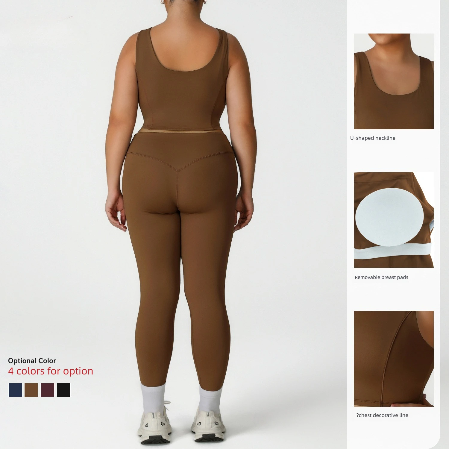 Plus Size Women Yoga Set 2 Piece Racerback Sports Bra V Cross Waist High Waist Scrunch Leggings Gym Fitness Workout Set XL-4XL