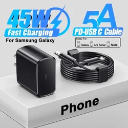 PD45W USB C Charger For Samsung Galaxy S24 S23 S22 S21 S20 Ultra S10 Plus FE Super Fast Charging Type C Charge Cable Accessories