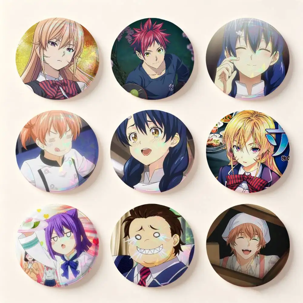 Shokugeki No Soma Anime Badges 25 32 44 58 75 Mm Round Cosplay Pin Bag Decor Fans Collect Friends Gifts Brooch Souvenir