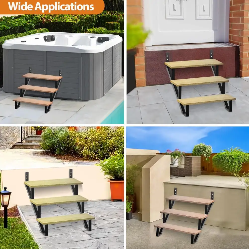 2 Pack Steel Stair Step Riser Deck Stringer Outdoor Steps Easy Installation Stable Construction Wide Applications 1-5 Steps