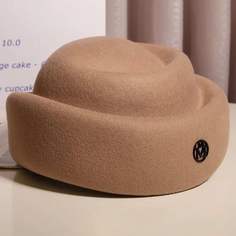 レトロなウールベレー帽-レディース-秋冬新作-ファッション-エアホステス風帽子-エレガントな女性用-小さなギフト帽子-短いつば