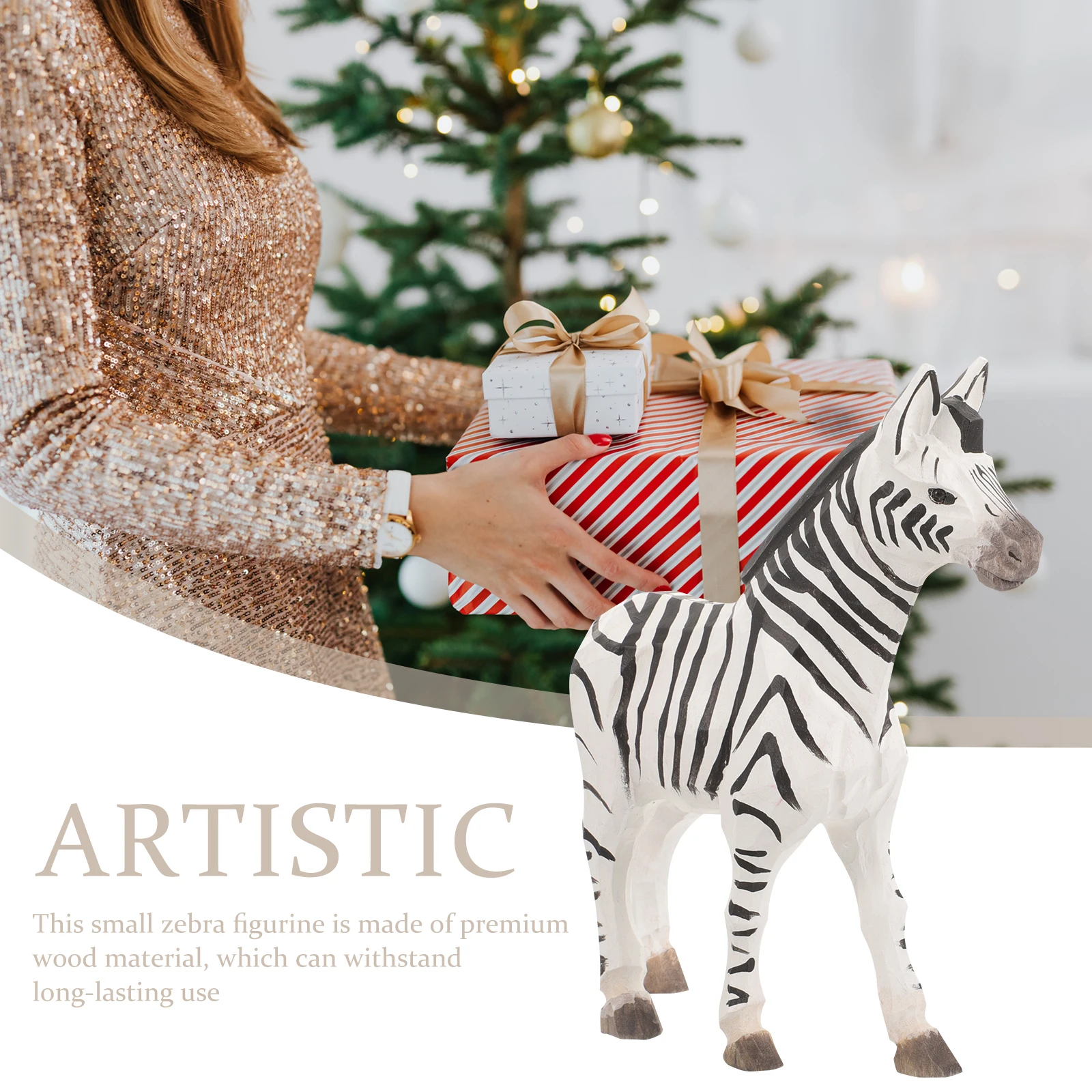 

Wooden Zebra Figurine H crafted Animal Statue for Table Decor Mini Wood Carving Desktop nament Home Office Small Animal Figure