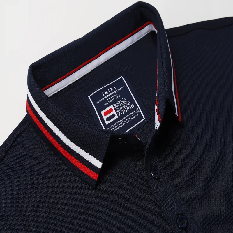 100% linen cotton polo shirt, T-shirt, breathable collar, short sleeved, custom printed logo, embroidered men's and women's work - Image 4