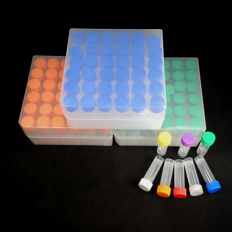 36 pieces plastic 5ml freezing tube + one piece 36 vents plastic Freezing tube storage box for experiment