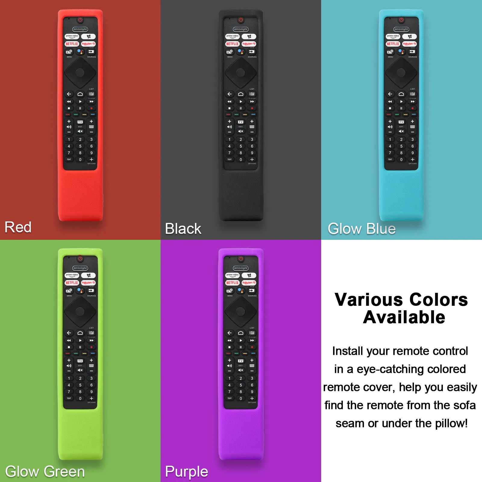 Silicone Case Fit for Philips Smart TV Remote Control 50PUS8106/12 55PUS8106/12 43PUS7406/12 Protective Sheath Cover Anti-Slip ﻿