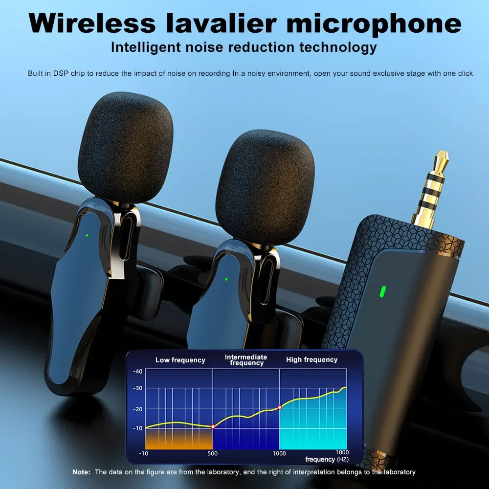 Mini Outdoor Wireless Lavalier Microphone Portable Audio Video Recording Mic for All Phone Tiktok Live Broadcast Noise Reduction