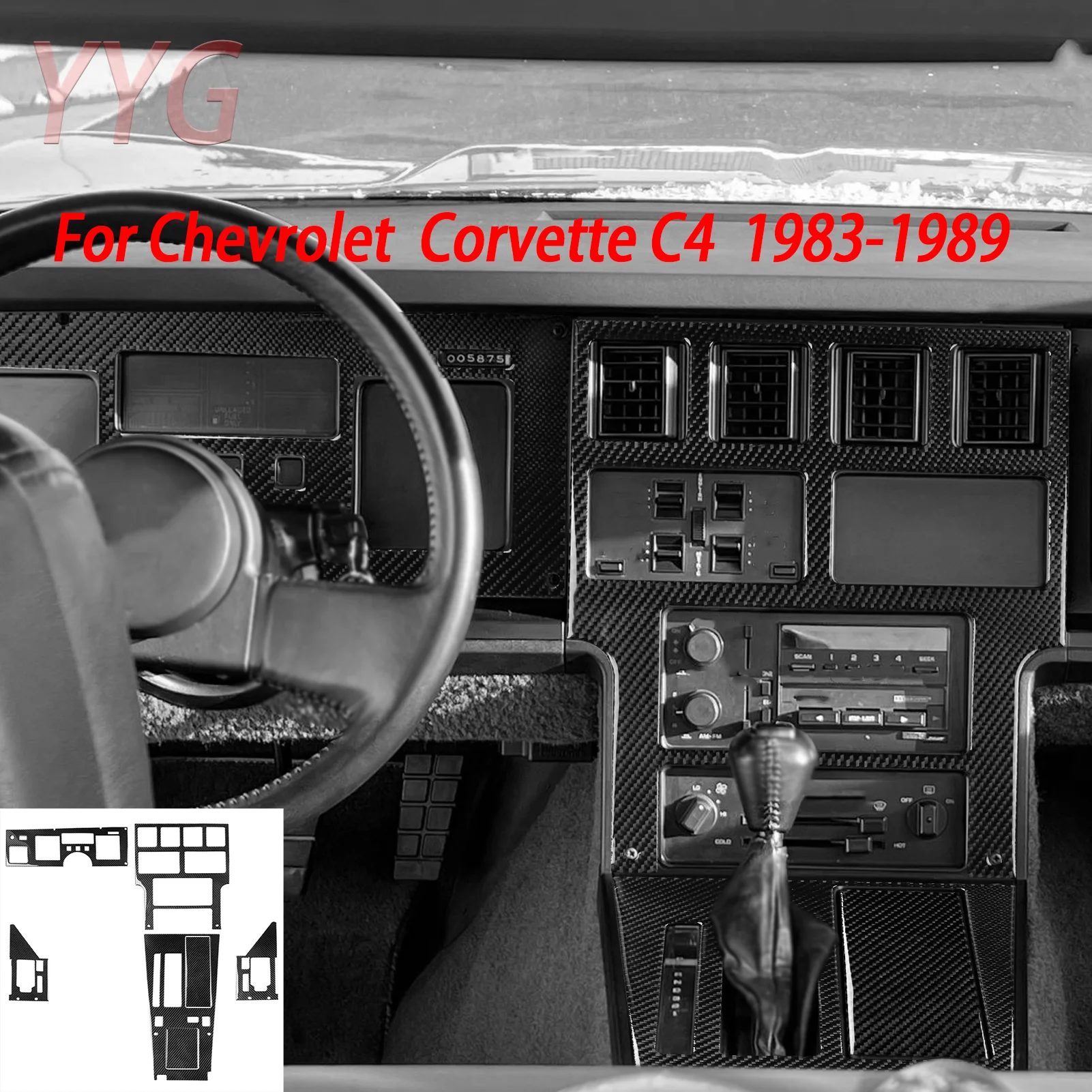 

Dashboard Center Console Gear Shift Lift Panel Piano Black Car Interior Accessories For Chevrolet Corvette C4 1983—1989 Sticker