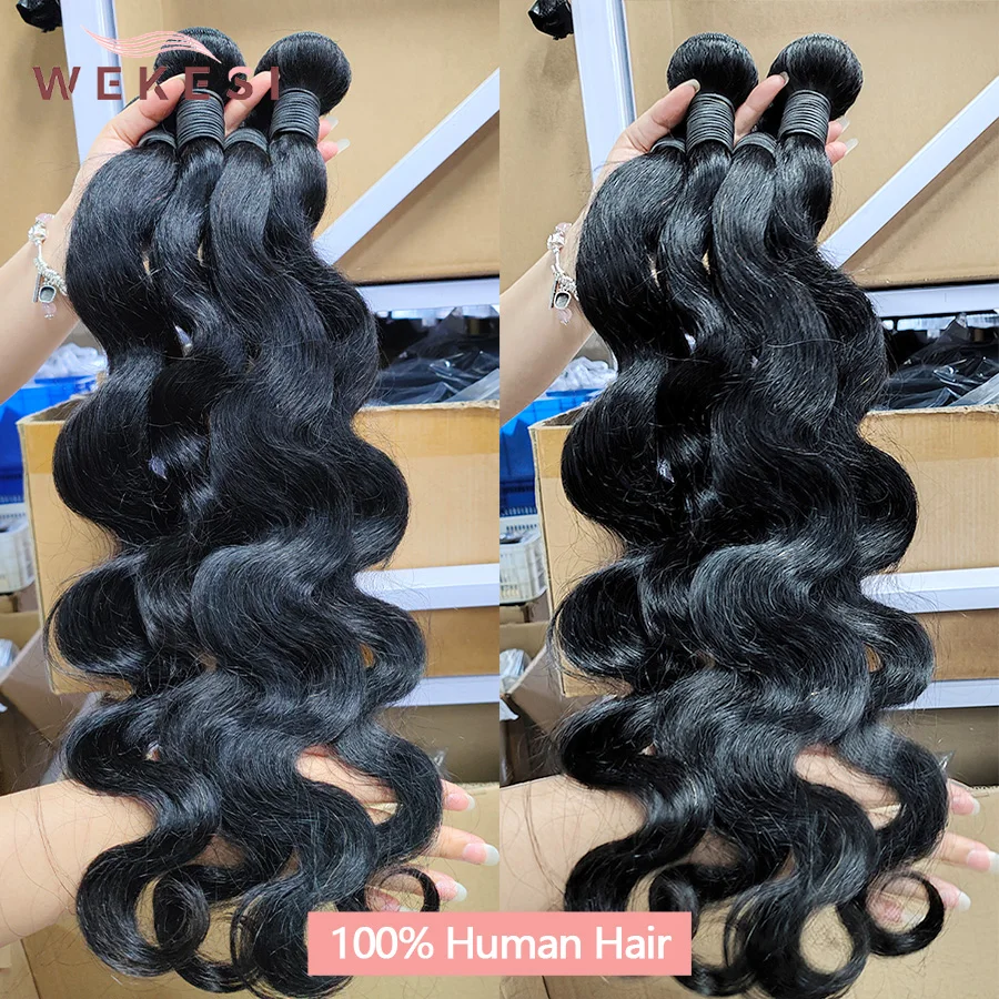 Bundles de cheveux humains Body Wave pour femmes, 100% cheveux humains brésiliens, document noir naturel, extensions de cheveux, tissages