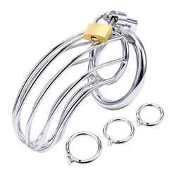 BDSM Sex Toys Men Stainless Steel Metal Urethra Chastity Lock Penis Bondage Adult Chastity Cage Cock Restriction Abstainer Toy