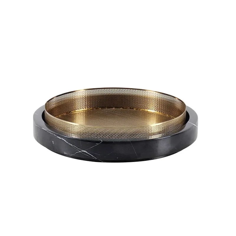 

Modern light luxury marble, metal mesh flower pot soft decoration model room