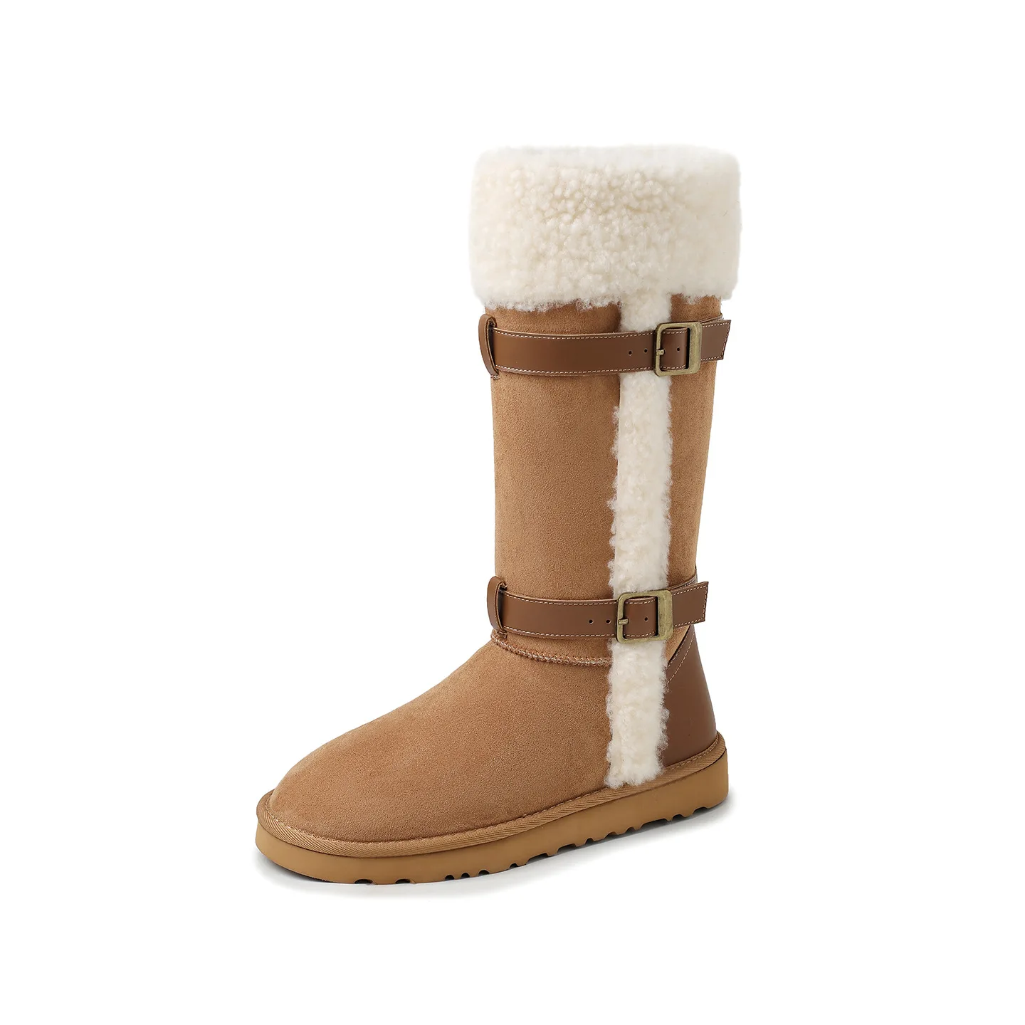 المرأة الجمل شيرلينغ مبطن أحذية الثلوج مشبك ديكور منتصف العجل الأحذية الدافئة مقاوم للماء عدم الانزلاق منصة الأحذية لفصل الشتاء في الهواء الطلق #5