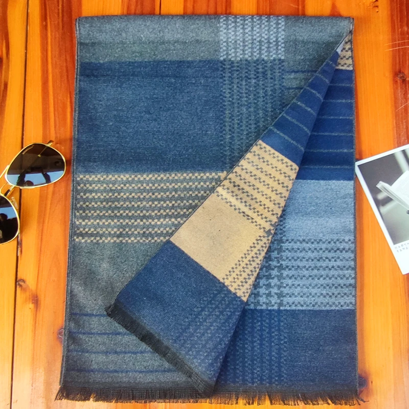 Inverno Quente Cachecol Homens Designer Xailes De Caxemira Xailes Marca De Luxo Casual Tassel Wrap Homem Negócios Tartan Lenços Pashmina