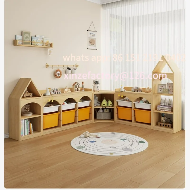 Customizable children's solid wood toy storage cabinet multi-function floor multi-layer classification and sorting locker