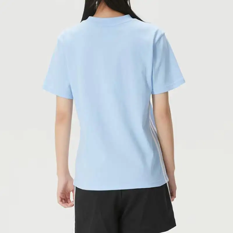 

new Adidas Women's Crew Neck Short Sleeve T-Shirt Light Blue 2026 Summer New Breathable Running Sportswear JE1227