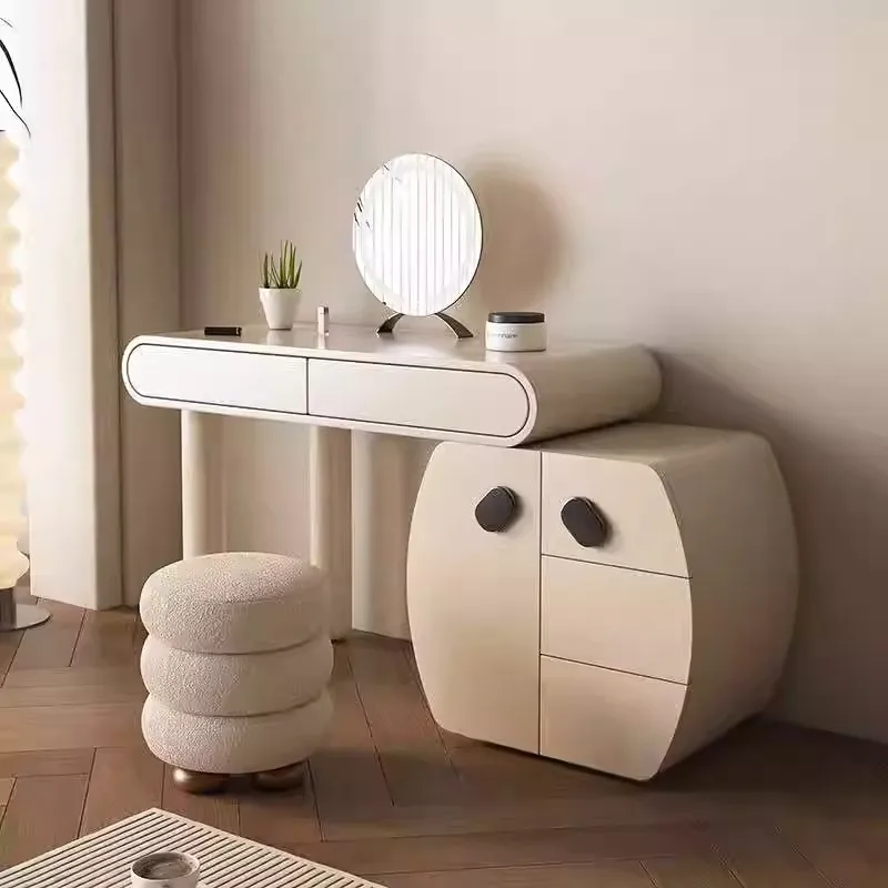 Modern Nordic Bedroom Furniture Single Dressing Table Set Makeup Bathroom White Wood Antique Vanity Mirror and Dresser for Salon