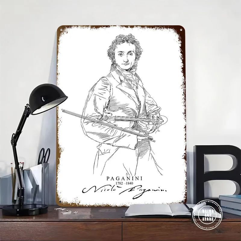 Paganini Violin Metal Poster Custom Wall Art Retro Vintage Tinplate Signs for Modern Home Decoration Ornaments Wand Deko House