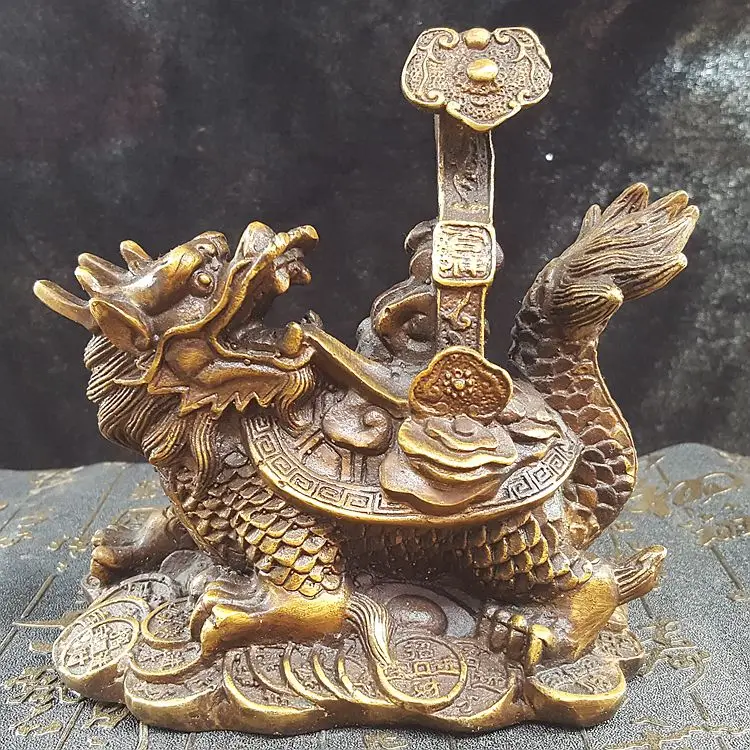 Brick and mortar store direct sales hot sale pure copper ruyi dragon turtle metal craft ornament home decoration, copper dragon