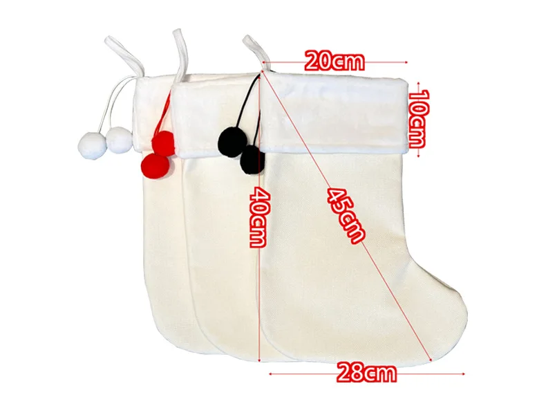 Sublimation Blank Gift Candy Bag Cotton Linen Storage Bags Christmas Stocking Socks Xmas Tree Hanging Ornament Bag