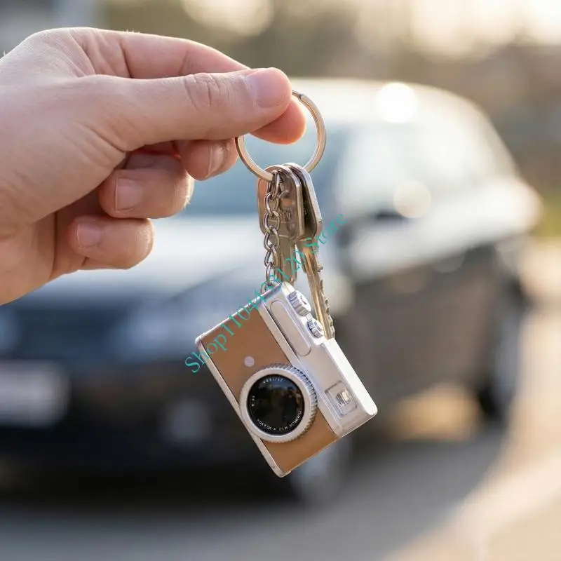 0XXD Compact Mini Camera Model Glowing Keychain Includes Flashing Light and Sound for Night Visibility and Party Entertainment