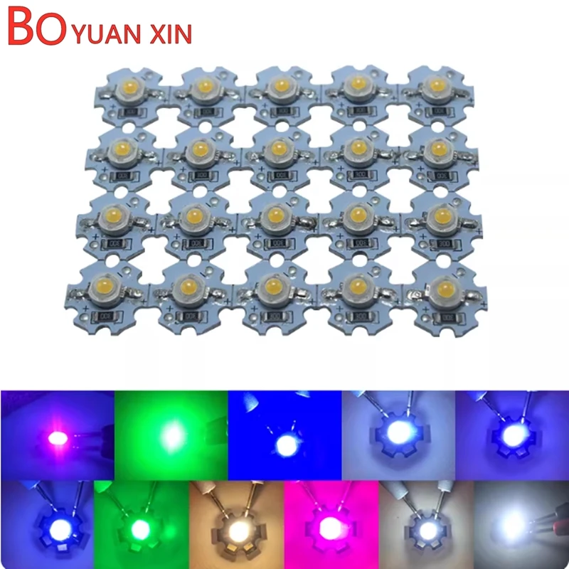 20mm substrate with resistance PCB red green blue white high-power 1W3W imitation lumens 3-5V light board USB 5V light beads LED